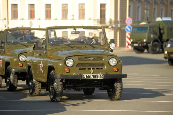 Russland Petersburg 2016 Uaz Militärfahrzeug Vorbereitung Auf Die Siegesparade — Stockfoto