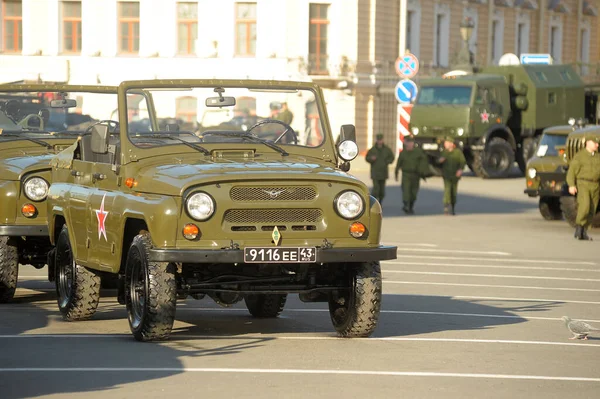 Russland Petersburg 2016 Uaz Militärfahrzeug Vorbereitung Auf Die Siegesparade — Stockfoto