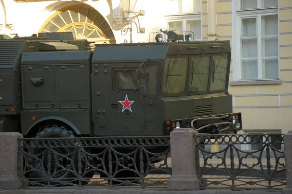 Ryssland Petersburg 2016 Militära Fordon Och Utrustning Inför Segerparaden — Stockfoto