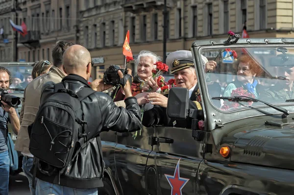 Rússia São Petersburgo 2014 Veteranos Soldados Bloqueio Desfile Vitória Grande — Fotografia de Stock