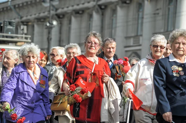 Rússia São Petersburgo 2014 Veteranos Soldados Bloqueio Desfile Vitória Grande — Fotografia de Stock