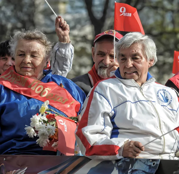 Rússia São Petersburgo 2014 Veteranos Soldados Bloqueio Desfile Vitória Grande — Fotografia de Stock