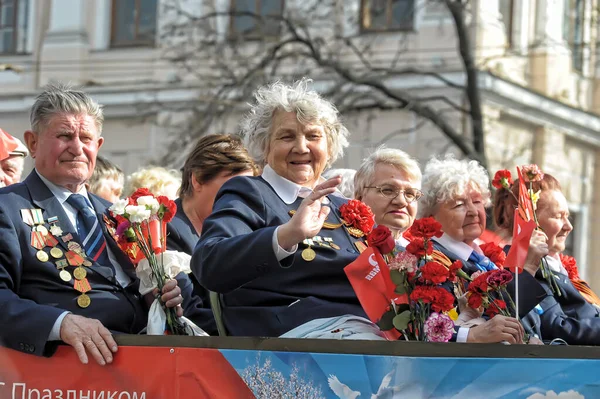 Rússia São Petersburgo 2014 Veteranos Soldados Bloqueio Desfile Vitória Grande — Fotografia de Stock