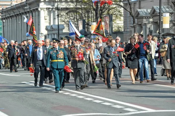 Rússia São Petersburgo 2014 Veteranos Soldados Bloqueio Desfile Vitória Grande — Fotografia de Stock