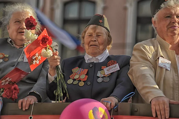 Russland Petersburg 2014 Veteranen Und Blockade Soldaten Bei Der Parade — Stockfoto