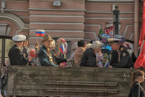 Russland Petersburg 2014 Veteranen Und Blockade Soldaten Bei Der Parade — Stockfoto