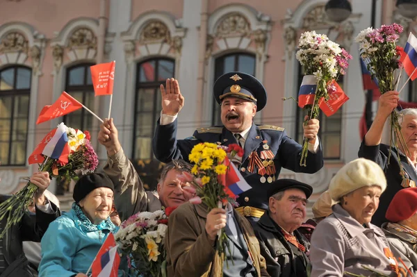 Rússia São Petersburgo 2014 Veteranos Soldados Bloqueio Desfile Vitória Grande — Fotografia de Stock