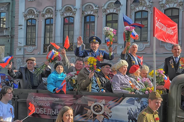 Rússia São Petersburgo 2014 Veteranos Soldados Bloqueio Desfile Vitória Grande — Fotografia de Stock