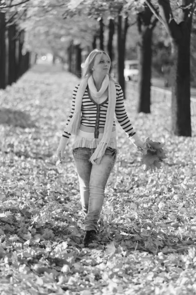 가을에 공원에서 스카프를 — 스톡 사진