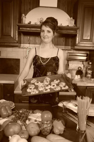 Housewife Kitchen Pastries Tray — Stock Photo, Image