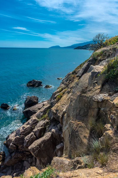 Formações Rochosas Costa Mar Negro Dia Verão — Fotografia de Stock