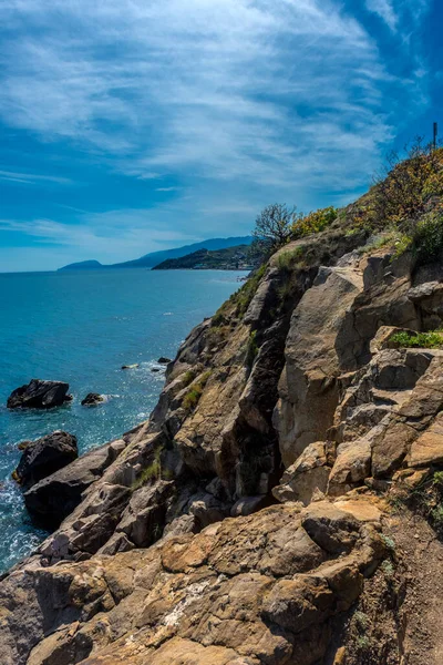 Formações Rochosas Costa Mar Negro Dia Verão — Fotografia de Stock