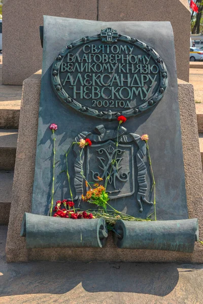 Russia San Pietroburgo 2021 Monumento Alexander Nevsky Vicino Lavra San — Foto Stock