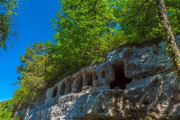 Mangup Kale Città Caverna Nella Repubblica Del Crimea Giorno Pieno — Foto Stock