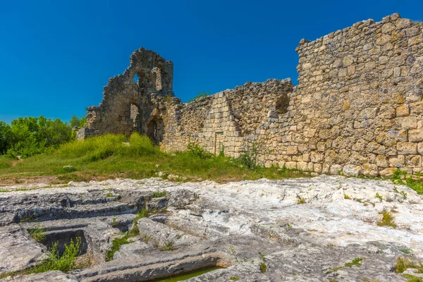 Mangup Kale Ciudad Cueva República Crimea Día Soleado — Foto de Stock