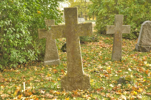 Estonia Tallinn 2016 Stone Crosses Old Cemetery Autumn — 스톡 사진