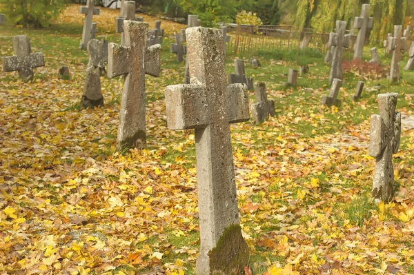 Estonia Tallinn 2016 Stone Crosses Old Cemetery Autumn — 스톡 사진