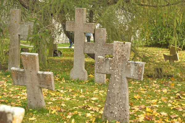 Estonia Tallinn 2016 Stone Crosses Old Cemetery Autumn — Zdjęcie stockowe