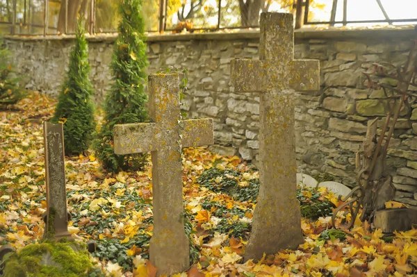 Estonia Tallinn 2016 Stone Crosses Old Cemetery Autumn — Stockfoto