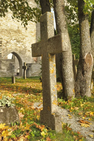 Estonia Tallinn 2016 Stone Crosses Old Cemetery Autumn — Foto de Stock