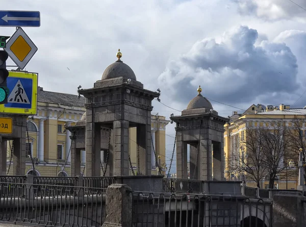 Ρωσία Αγία Πετρούπολη 2019 Γέφυρα Lomonosov Γέφυρα Στον Ποταμό Fontanka — Φωτογραφία Αρχείου