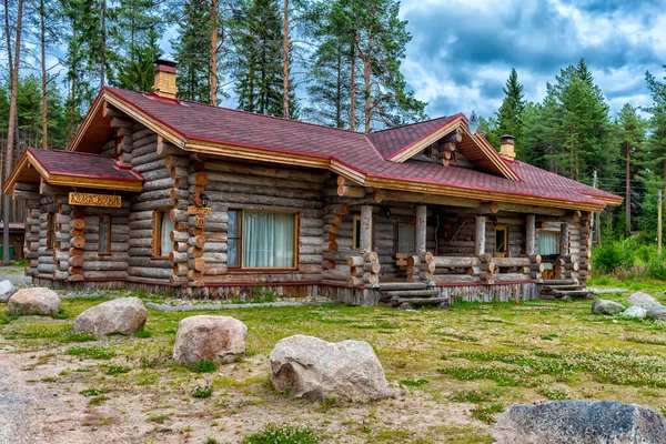 Wooden Log Cabin Pine Forest Summer — Foto de Stock