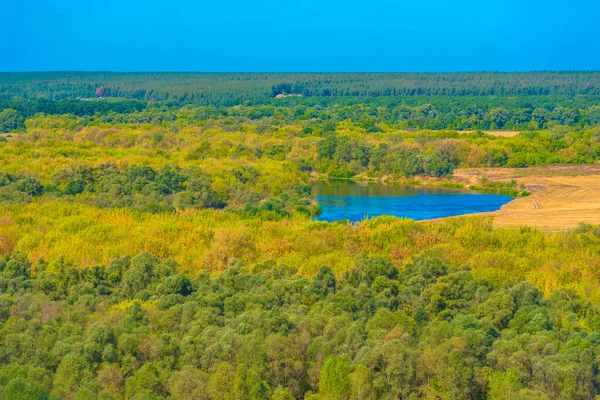 Paysage Estival Champ Virage Rivière Don — Photo