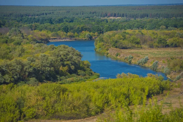 Summer Landscape Field Bend Don River — Stock Photo, Image