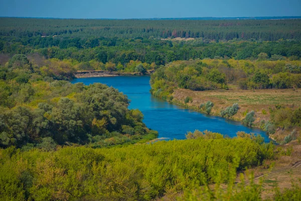 Summer Landscape Field Bend Don River — Stock Photo, Image