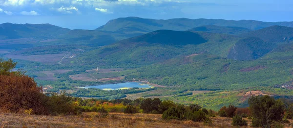 Prachtig Landschap Uitzicht Vroege Herfst Bergen Krim Baydar Valley — Stockfoto