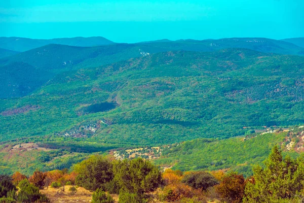 Hermosas Vistas Del Paisaje Principios Otoño Montañas Crimea Valle Baydar — Foto de Stock