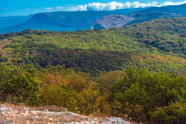 Belle Vue Sur Paysage Début Automne Montagnes Crimée Baydar Valley — Photo