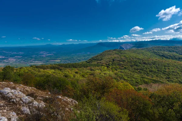 Prachtig Landschap Uitzicht Vroege Herfst Bergen Krim Baydar Valley — Stockfoto