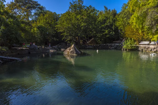 夏天多姿多彩的镜头俯瞰着克里米亚阿卢普卡沃龙佐夫宫美丽得难以置信的公园 — 图库照片
