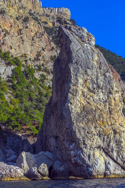 Beautiful View Water Yellow Orange Crimean Mountain Landscape Balaklava Sea — Stock Photo, Image