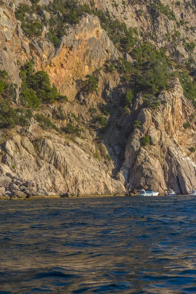 Beautiful View Water Yellow Orange Crimean Mountain Landscape Balaklava Sea — Stock Photo, Image