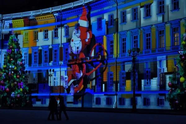 Espectáculo Luces Plaza Del Palacio Víspera Año Nuevo San Petersburgo — Foto de Stock