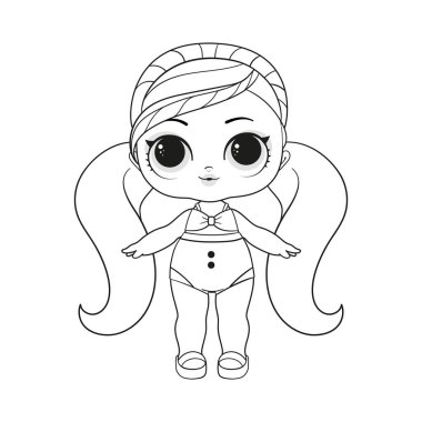 Surprise Doll Mini Girl Cartoon Strawberry  Coloring Book vector