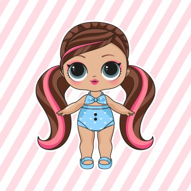 Surprise Doll Mini Girl Cartoon Strawberry LA Tan vector