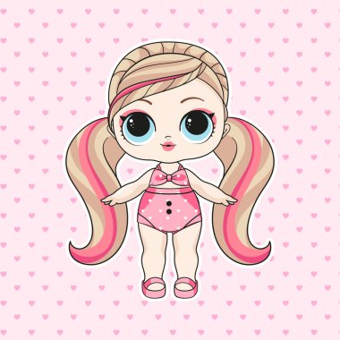 Surprise Doll Mini Girl Cartoon Strawberry pearl vector