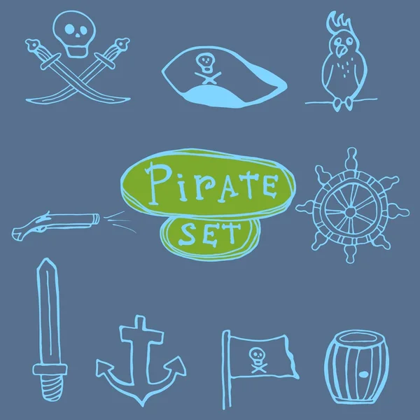 Skiss pirater uppsättning. hand dras illustrationer Stockvektor