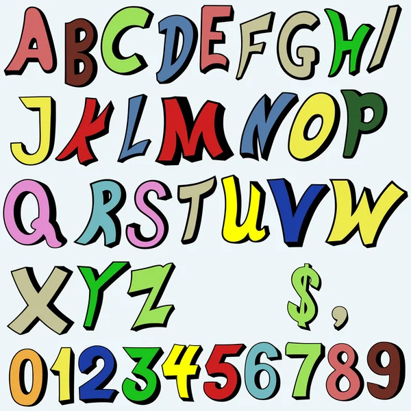 Alphabet multicolore dans le style de dessin animé — Image vectorielle