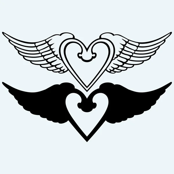 Coeur avec ailes. Bouclier de protection — Image vectorielle