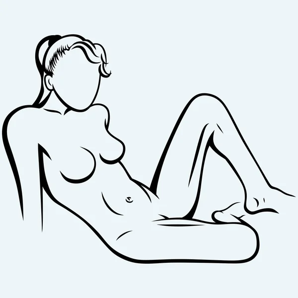 Sexig naken tjej poserar liggande — Stock vektor