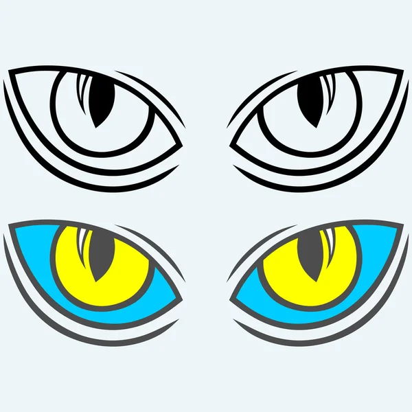 Wild cat eyes. Isolated on blue background. Vector silhouettes — Stock Vector