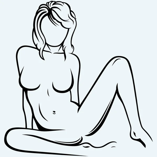 Sexig naken tjej poserar liggande — Stock vektor