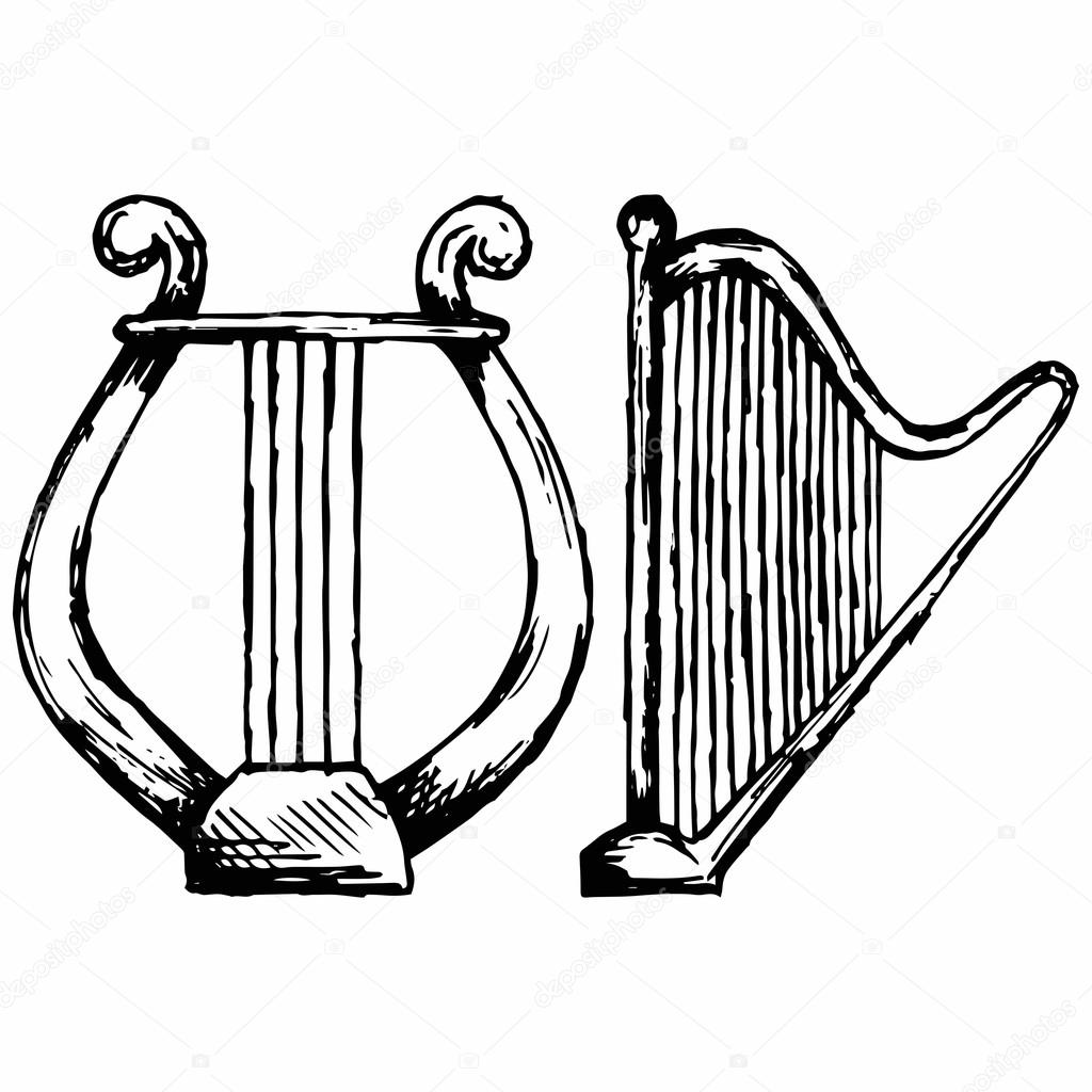 Illustration of lyre. Style vector