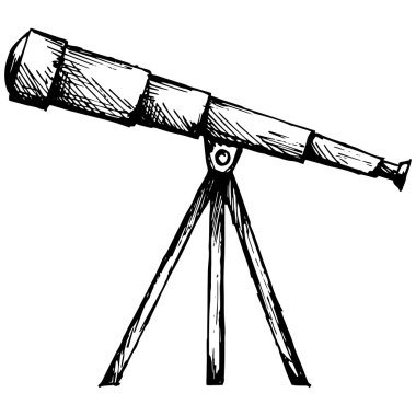 Tripod içinde teleskop. Vektör
