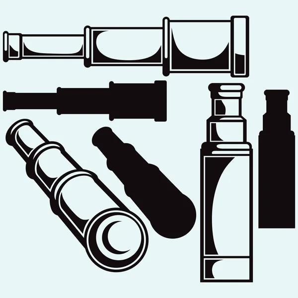 Spyglass. Siluetas vectoriales — Vector de stock