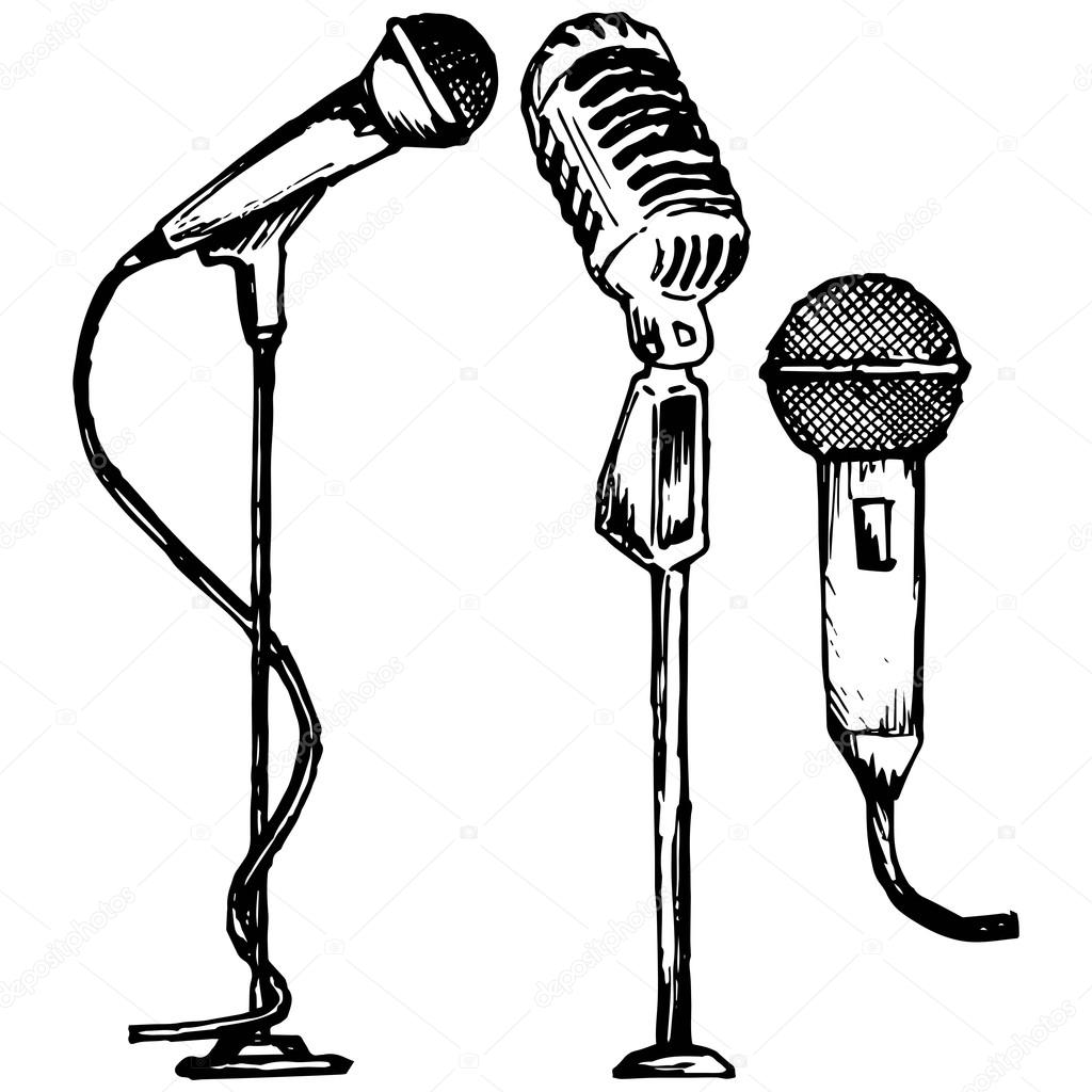 Set microphone. Vector